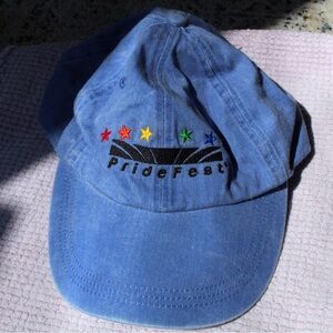 PRIDE FEST Denim Blue Baseball‎ Cap Embroidered Rainbow Unisex NonBinary